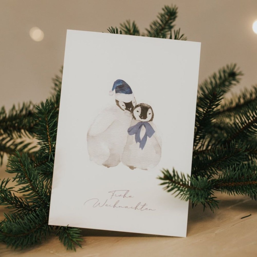 Weihnachten fleuriscoeur | Postkarte Pinguine Weihnachten